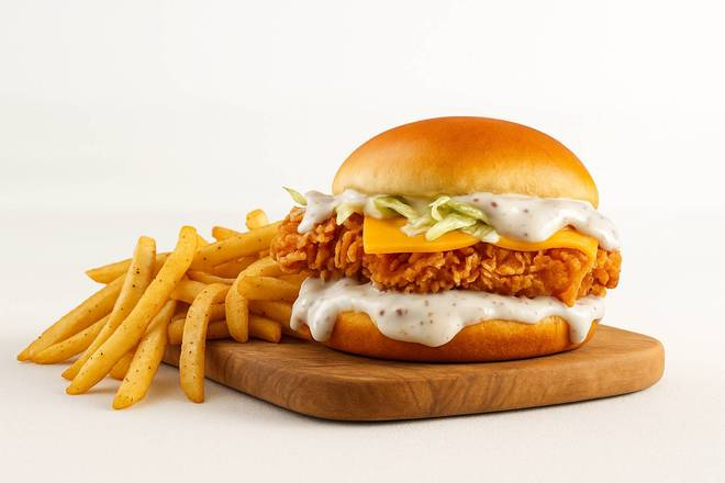 Classic Chicken Burger with lil fries 🍟